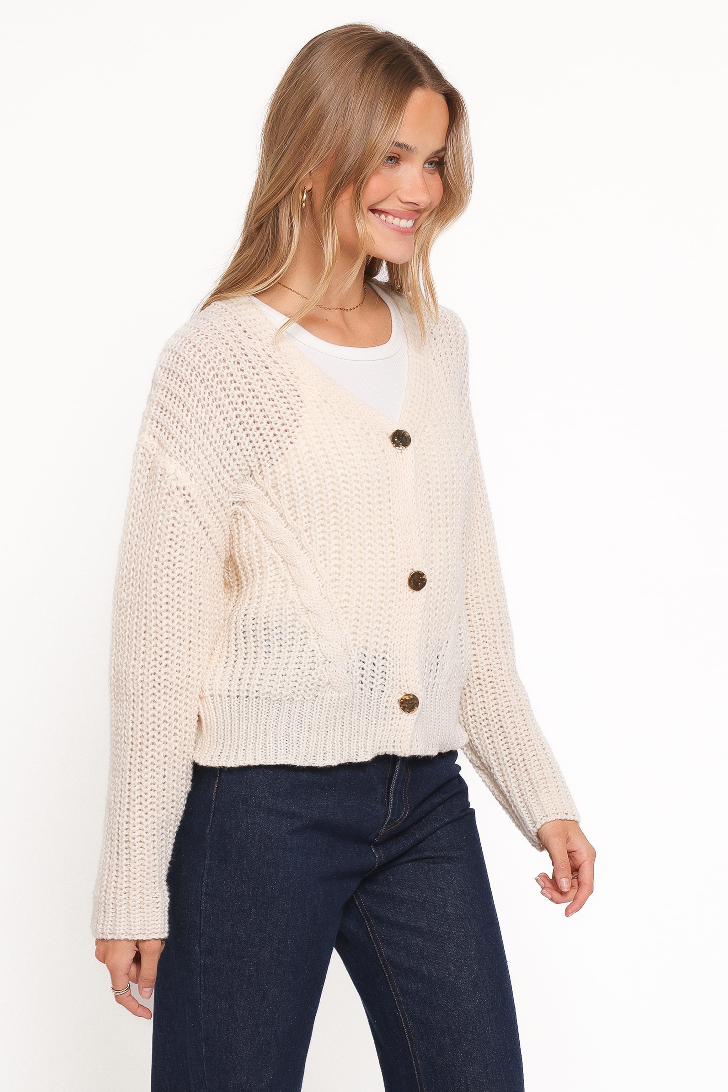 Henderson Thick Knit Cardigan - Cream